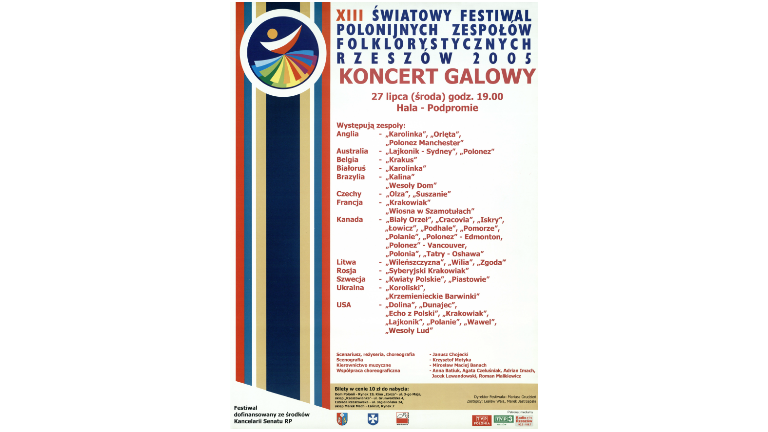 XIII Światowy Festiwal Polonijnych Zespołów Folklorystycznych : Rzeszów 2005 : koncert galowy [Plakat]